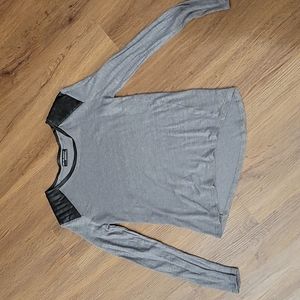 Zara grey shirt black leather shoulder pad small